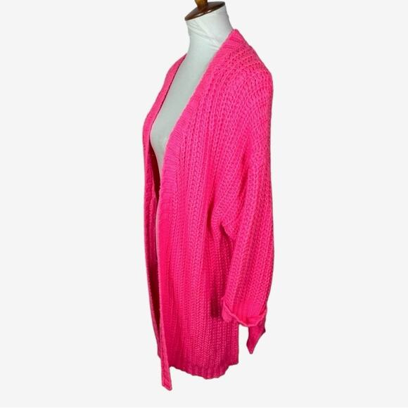 Silence + Noise Pink Chunky Shaker Knit Ally Cardigan Urban Outfitters O/S - Picture 4 of 8